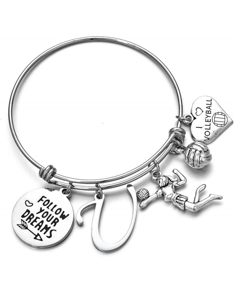 Inspirational Volleyball Charm Bangle Bracelet Jewelry For Volleyball Players Follow Your Dream Volleyball Jewelry For Girls ...