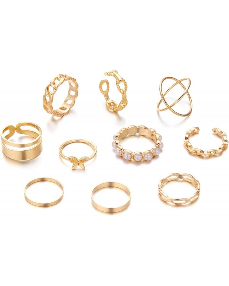 10PCS Bohemian Retro Vintage Crystal Joint Knuckle Ring Sets Finger Rings Gold Style 2 $8.35 Rings