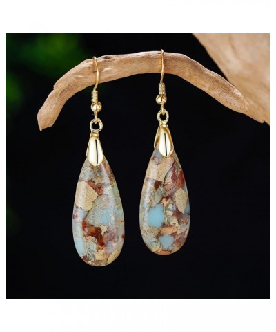 Women Natural Stone Earrings Unique Healing Gemstone Energy Hypoallergenic Lightweight Dangle Drop Earrings Multiple Styles E...