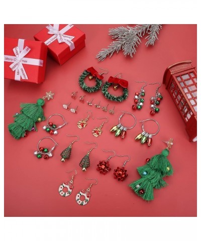 13 Pairs Christmas Earrings for Women Xmas Santa Snowflake Stud Earrings Christmas Tree Bell Light Bulb Bow Dangle Earrings S...