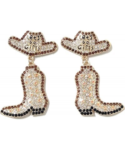 Western Cowgirl Howdy Rhinestone Beaded Dangle Earrings Colorful Cowboy Boots Howdy Letter Earrings for Women Girls Jewelry E...