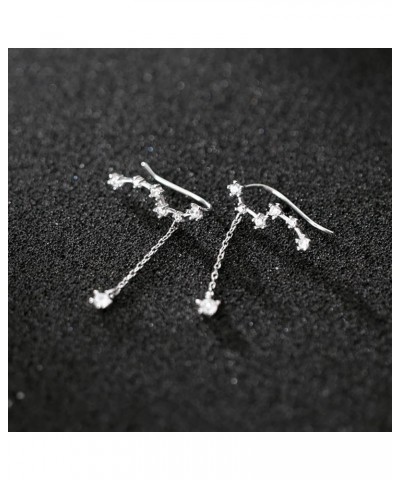 Solid 925 Sterling Silver Star Ear Cuffs Chain Earrings for Women Girls Star Wrap Earrings Climber A-Silver $10.63 Earrings