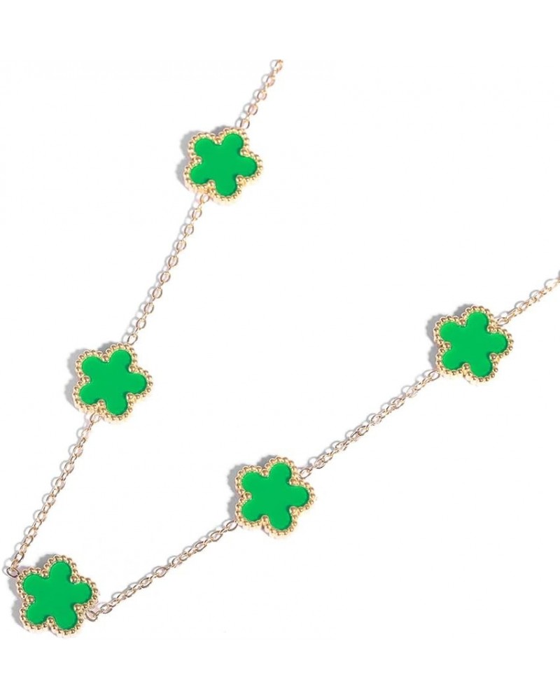 Women Lady Five Leaf Clover Cute Lucky Bracelet Necklace Cubic Zirconia Fashion Geometric Sweet Romantic Jewelry NECKLACE GOL...