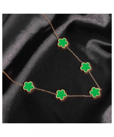 Women Lady Five Leaf Clover Cute Lucky Bracelet Necklace Cubic Zirconia Fashion Geometric Sweet Romantic Jewelry NECKLACE GOL...