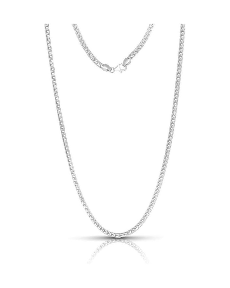 .925 Rhodium Plated Sterling Silver 1mm, 1.5mm, 2mm, 3mm or 3.5mm Franco Chain Necklace 16.0 Inches 2mm $18.28 Necklaces