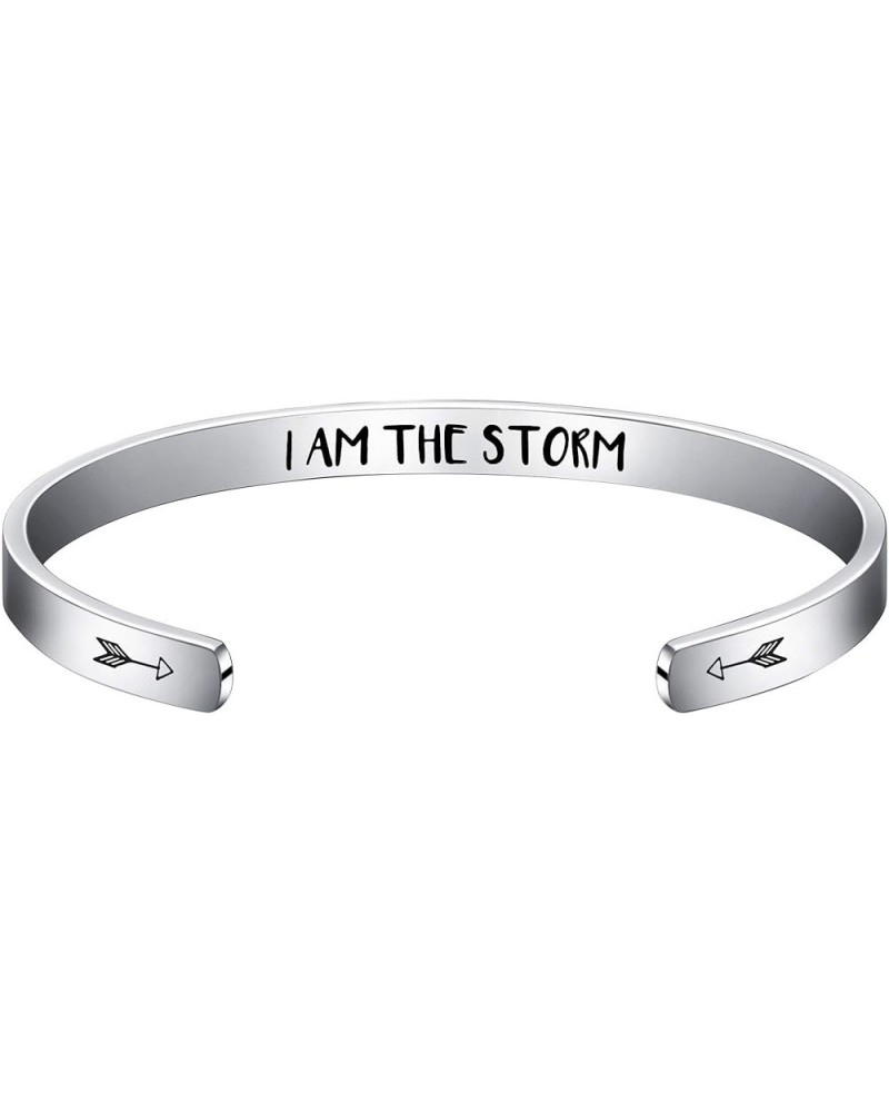 Hand Stamped Bracelet Cuff Bangle for Women Wake Up Kick Ass Repeat Stainless Steel Feminist Jewelry I am the storm $8.38 Bra...