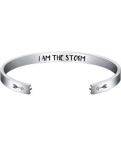 Hand Stamped Bracelet Cuff Bangle for Women Wake Up Kick Ass Repeat Stainless Steel Feminist Jewelry I am the storm $8.38 Bra...