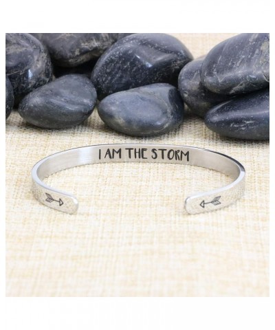 Hand Stamped Bracelet Cuff Bangle for Women Wake Up Kick Ass Repeat Stainless Steel Feminist Jewelry I am the storm $8.38 Bra...