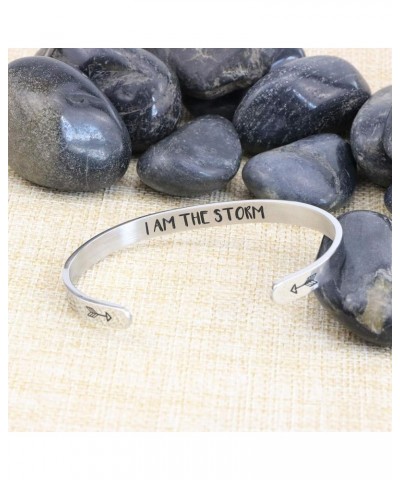 Hand Stamped Bracelet Cuff Bangle for Women Wake Up Kick Ass Repeat Stainless Steel Feminist Jewelry I am the storm $8.38 Bra...