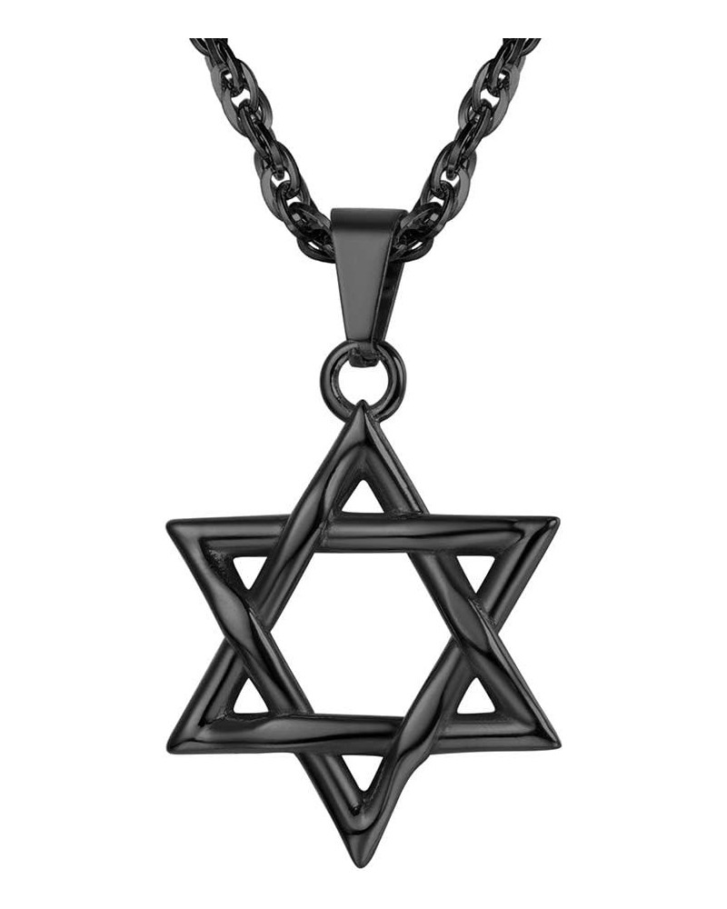 Jewish Magen Star of David Necklace Stainless Steel Pendant & Chain Israel Jewelry for Men Women Gift B black-star of david $...