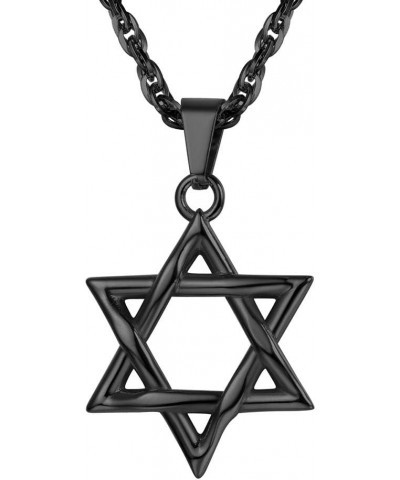 Jewish Magen Star of David Necklace Stainless Steel Pendant & Chain Israel Jewelry for Men Women Gift B black-star of david $...