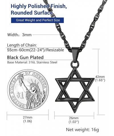 Jewish Magen Star of David Necklace Stainless Steel Pendant & Chain Israel Jewelry for Men Women Gift B black-star of david $...