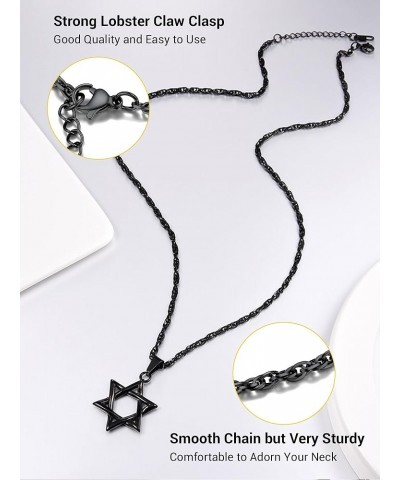 Jewish Magen Star of David Necklace Stainless Steel Pendant & Chain Israel Jewelry for Men Women Gift B black-star of david $...