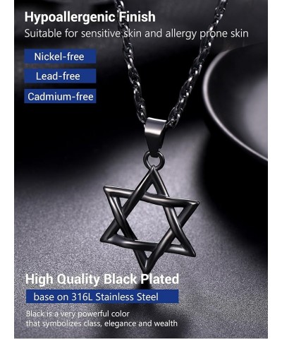 Jewish Magen Star of David Necklace Stainless Steel Pendant & Chain Israel Jewelry for Men Women Gift B black-star of david $...