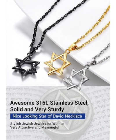 Jewish Magen Star of David Necklace Stainless Steel Pendant & Chain Israel Jewelry for Men Women Gift B black-star of david $...