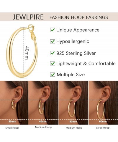 14K Gold Plated Hoop Earrings with 925 Sterling Silver Post, Lightweight & Hypoallergenic Gold/Silver/Rose Gold Hoop Earrings...