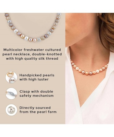 Freshwater Pearl Necklace for Women - Pearl Strand Necklace | Multi-Color Long Pearl Necklace with Genuine Cultured Pearls, 6...