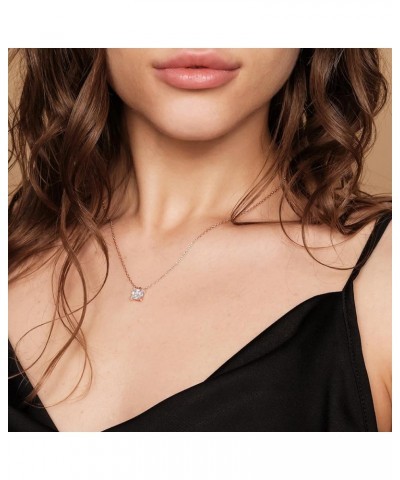 14K Gold Plated Cubic Zirconia Diamond Pendant Necklace for Women | Adjustable Slider Rose Gold Princess 6.5mm $10.59 Necklaces