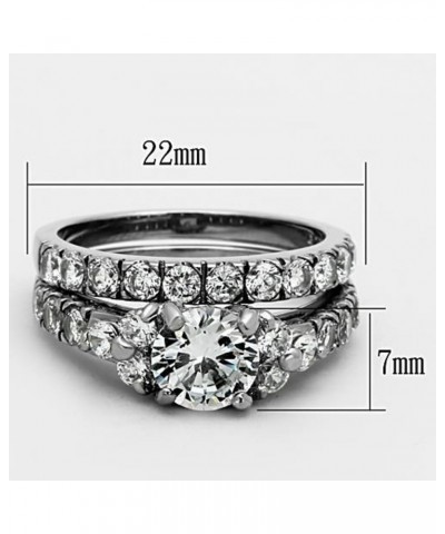 His and Her 3 Piece Stainless Steel 2.50 Carat Cubic Zirconia Bridal Set and Men's Wedding Band Women's Size 10 Men's Size 07...