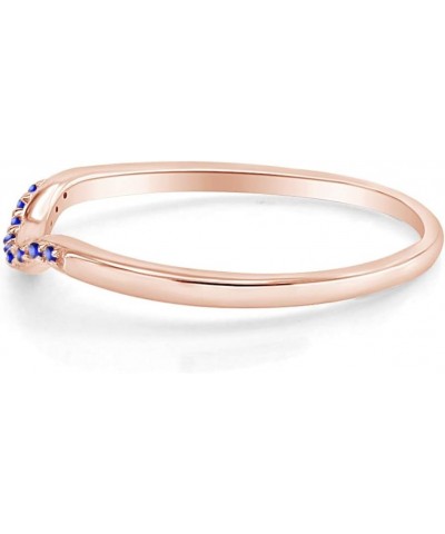 Round Cut Simulated Blue Sapphire Curved Wedding Band Ring in 14k Gold Over Sterling Silver rose-gold-plated-silver $21.07 Br...