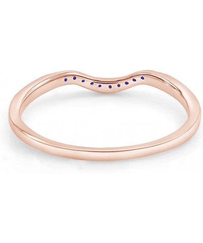 Round Cut Simulated Blue Sapphire Curved Wedding Band Ring in 14k Gold Over Sterling Silver rose-gold-plated-silver $21.07 Br...