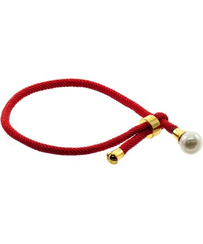 Red Rope Adjustable Bracelet with Genuine Bead Attached, 7.5" max length Pearl $13.14 Bracelets