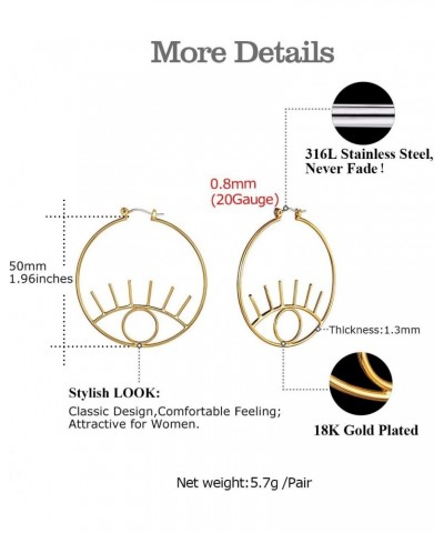 Gold Eye Earrings for Women 18K Gold Plated Dangle Abstract Evil Eye Hoop Earrings $10.11 Earrings