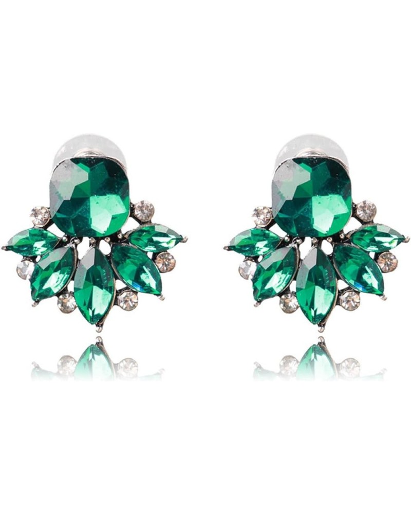 Vintage Crystal Drop Cluster Earrings Rhinestone Statement Earrings Fancy Crystal Cluster Earrings for Women Green $8.39 Earr...