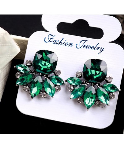 Vintage Crystal Drop Cluster Earrings Rhinestone Statement Earrings Fancy Crystal Cluster Earrings for Women Green $8.39 Earr...