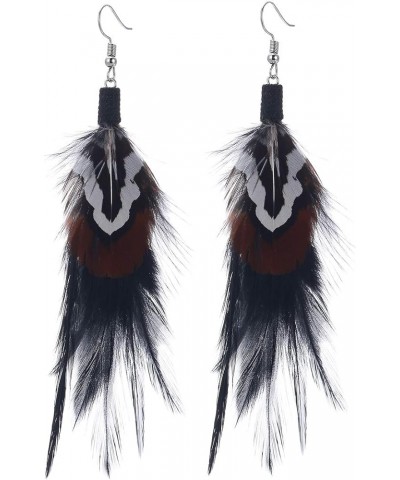 Long Feather Earrings for Women Bohemian Dangle Earrings Lightweight Feather Statement Earrings Handmade Jewelry Black $8.24 ...