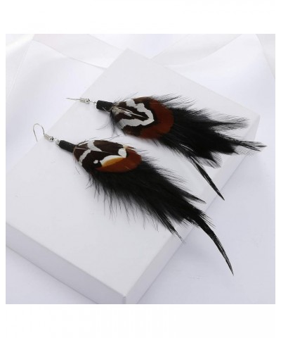 Long Feather Earrings for Women Bohemian Dangle Earrings Lightweight Feather Statement Earrings Handmade Jewelry Black $8.24 ...