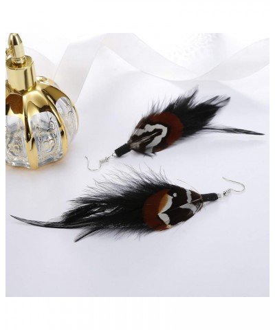 Long Feather Earrings for Women Bohemian Dangle Earrings Lightweight Feather Statement Earrings Handmade Jewelry Black $8.24 ...