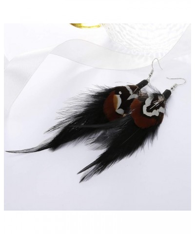 Long Feather Earrings for Women Bohemian Dangle Earrings Lightweight Feather Statement Earrings Handmade Jewelry Black $8.24 ...