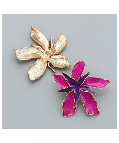 Colorful Dripping Oil Flower Floral Enamel Statement Stud Earrings Jewelry for Women Girls rose $7.84 Earrings