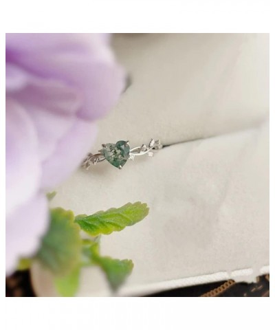 Twisted Natural Moss Agate Engagement Rings for Women 1CT Center Moss Agate Rings with Moissanite 925 Sterling Silver 10K 14K...