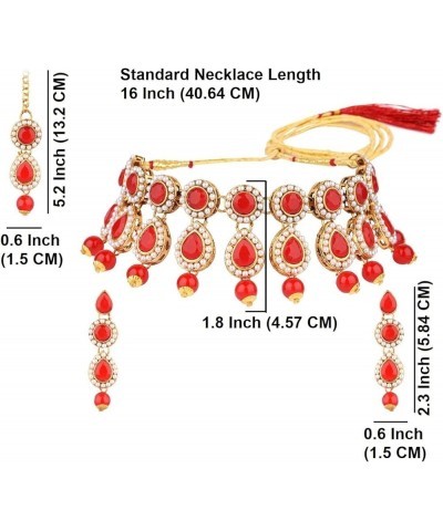 Indian Jewelry Choker Kundan Crystal Necklace Earrings Maang Tikka Head Chain Bollywood Wedding Bridal Set Style 3 $18.22 Jew...