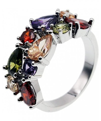 Multi Gemstone Ring Morganite Garnet Amethyst Peridot Promise Wedding Party Ring for Girls Women Size 6 to 10 10 $9.39 Rings