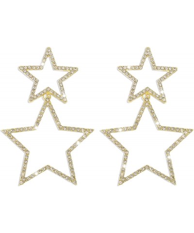 Rhinestone Long Star Stud Dangle Earrings Geometric Five-Pointed Star Big Star Drop Earrings Crystal Sparkle Dainty Fashion P...