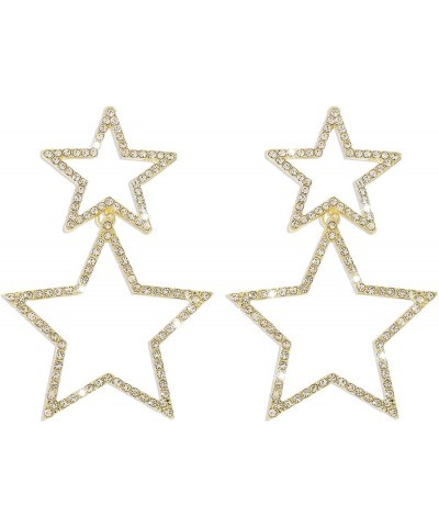 Rhinestone Long Star Stud Dangle Earrings Geometric Five-Pointed Star Big Star Drop Earrings Crystal Sparkle Dainty Fashion P...