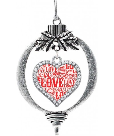 Mother and Daughter Bond Charm Ornament - Silver Open Heart Charm Holiday Ornaments with Cubic Zirconia Jewelry Love Pattern ...