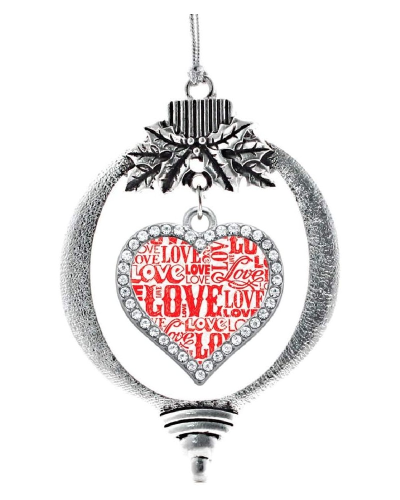 Mother and Daughter Bond Charm Ornament - Silver Open Heart Charm Holiday Ornaments with Cubic Zirconia Jewelry Love Pattern ...