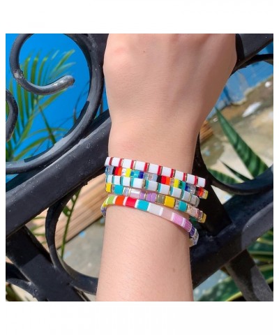 Tila Colorful Stretch Bracelets Crystal Tile with Enameled Friendship Bracelets Handmade Cuffs Jewelry Gift for Women Style-1...