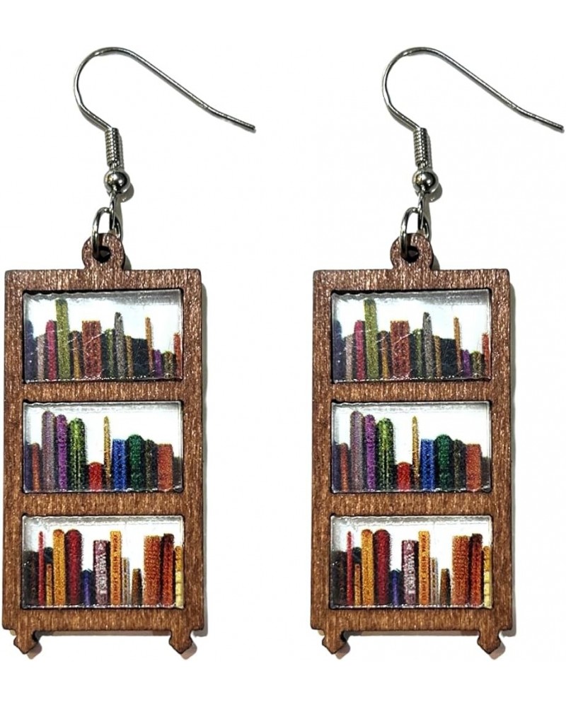 Acrylic Bookcase Dangle Drop Earrings for Book Lovers Teachers Gift Rectangle B $5.50 Earrings