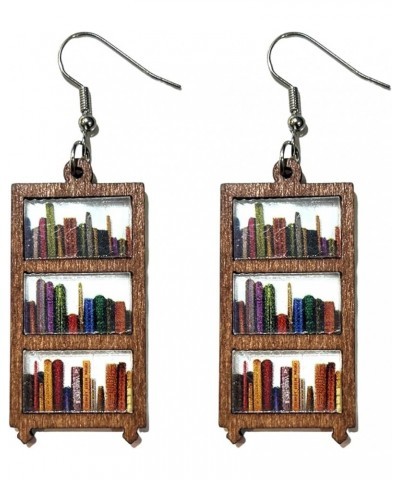 Acrylic Bookcase Dangle Drop Earrings for Book Lovers Teachers Gift Rectangle B $5.50 Earrings