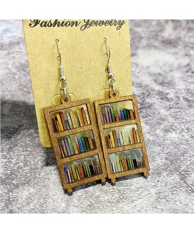 Acrylic Bookcase Dangle Drop Earrings for Book Lovers Teachers Gift Rectangle B $5.50 Earrings