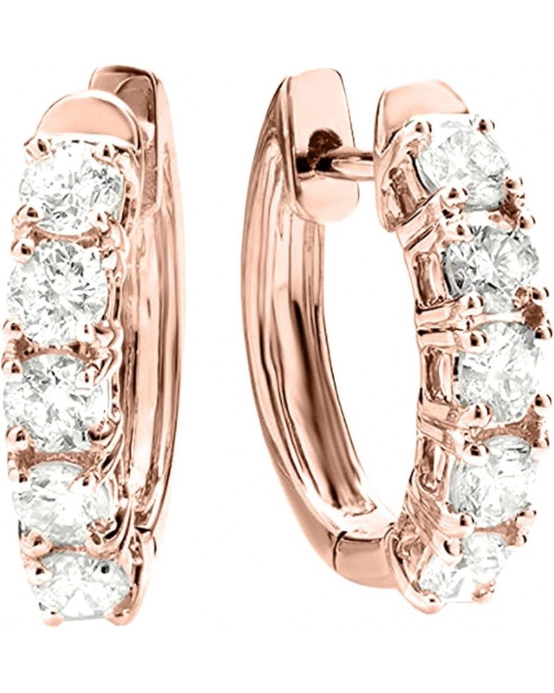 1-5 Carat Huggies Hoop Diamond Earrings 14K Gold Luxury Collection Rose Gold 2.0 carats $450.32 Earrings