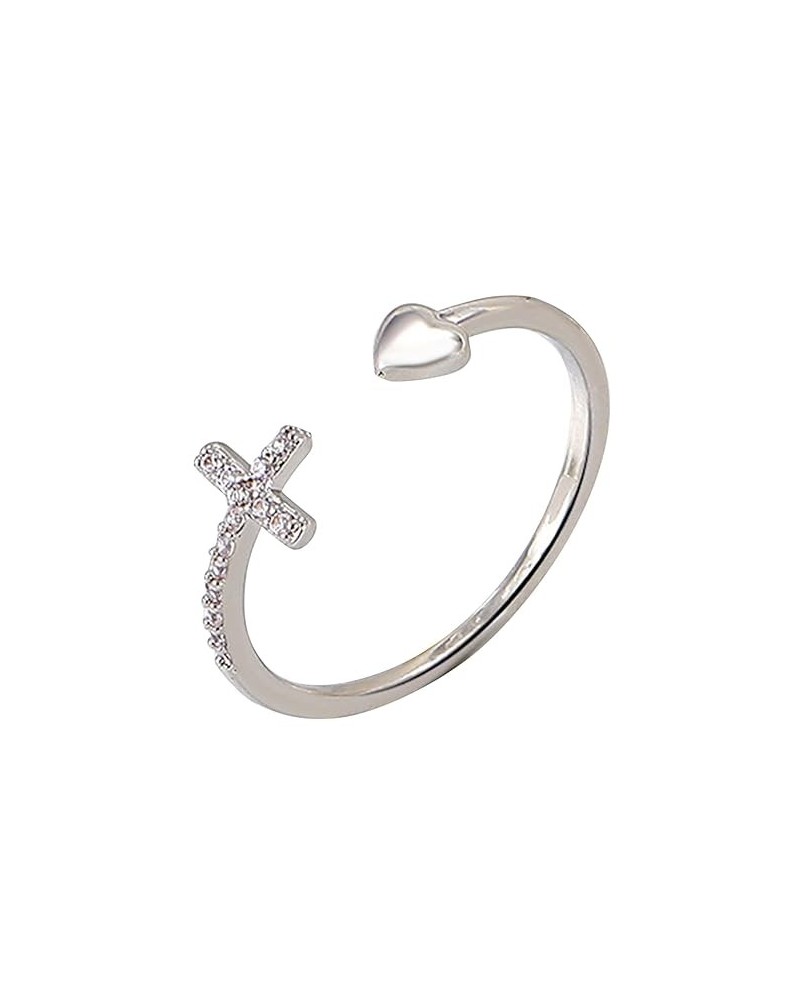 Sterling Silver Cross Ring for Women - Christian Blessed Faith Hope Love Encouragement Jewelry,Statement Wrap Finger Open Thu...