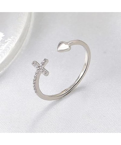 Sterling Silver Cross Ring for Women - Christian Blessed Faith Hope Love Encouragement Jewelry,Statement Wrap Finger Open Thu...