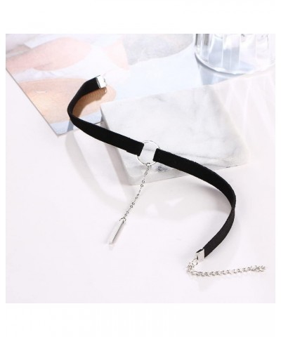 Womens Black Velvet Circle Round Chrams Pendant Ribbon Gothic Collar Choker Necklace with Beads Font Pendant Silver $7.83 Nec...