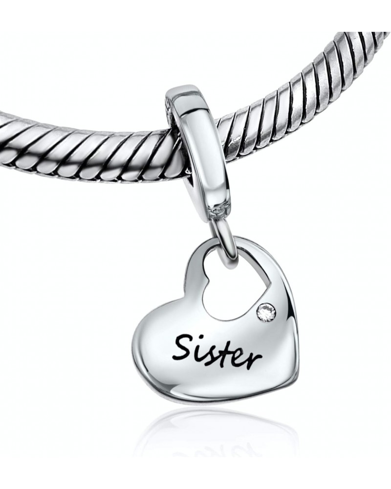 Love Family Heart 925 Sterling Silver Pendant Charm Bead For Pandora & Similar Charm Bracelets or Necklaces (Sister) $20.80 B...